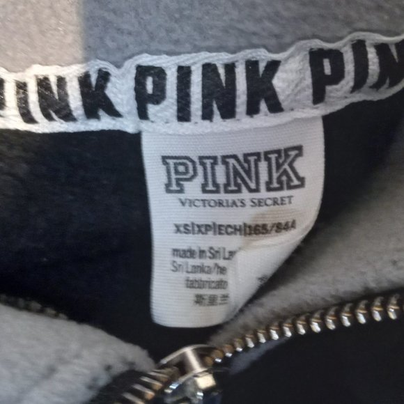 Victoria Secret PINK XS Fleece Stripe Pullover Quarter Zip Jacket - Picture 2 of 9